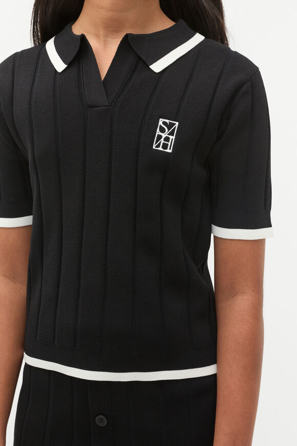 Rib Knit Top  Black  hi-res