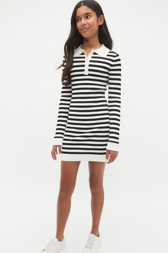 Stripe Knit Dress  Black  hi-res
