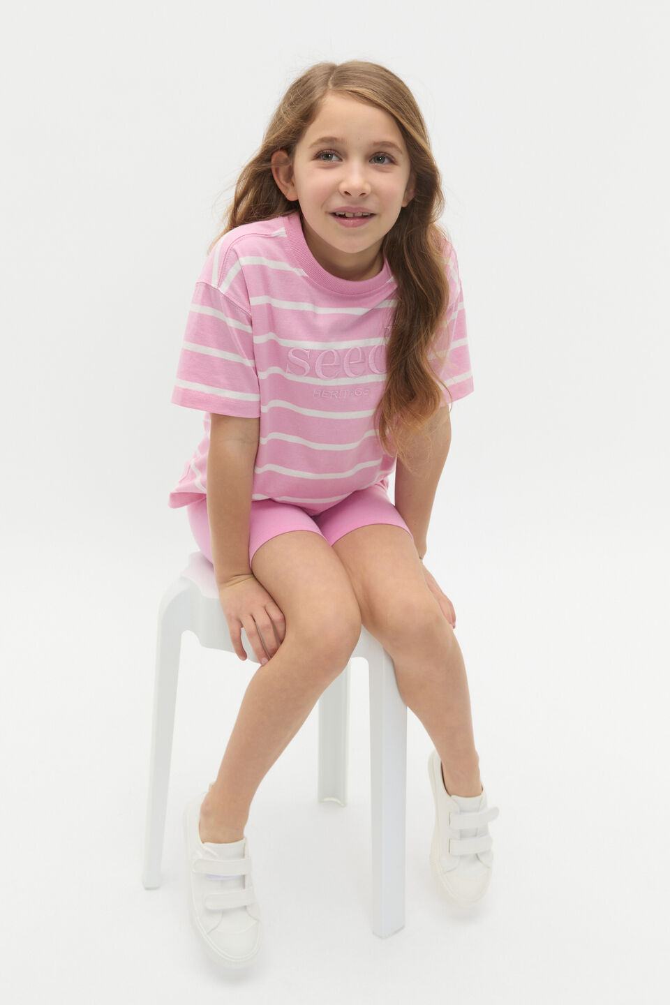 Core Stripe Logo Tee  Candy Pink