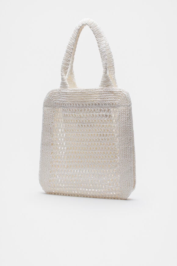 Crochet Straw Tote  White  hi-res