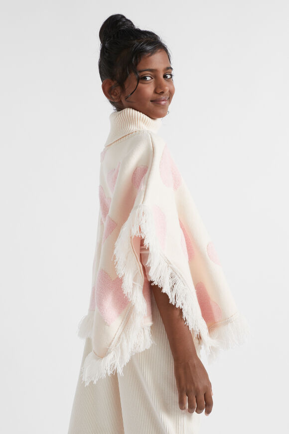 Heart Poncho  Creme  hi-res