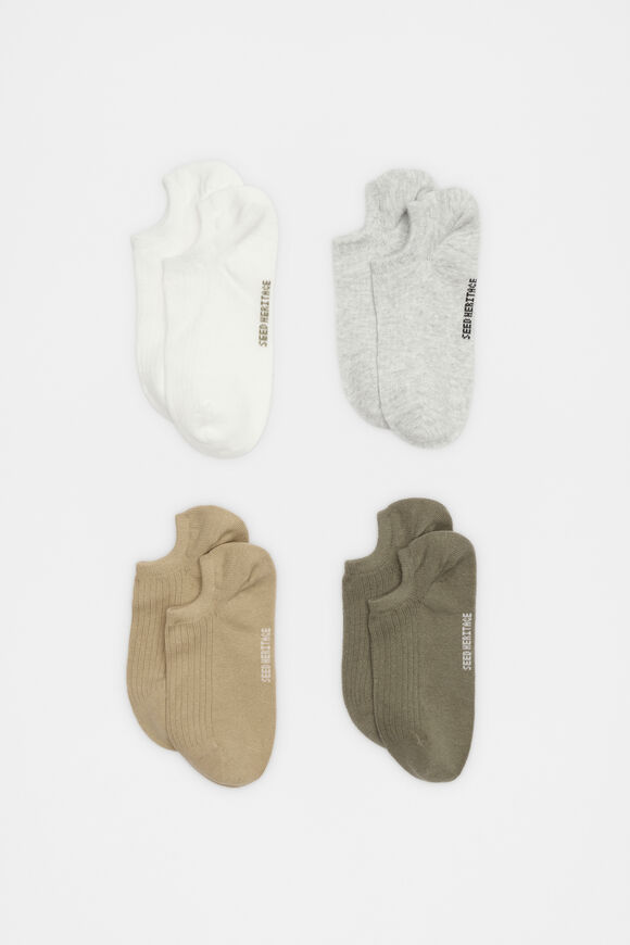 4 Pack Sneaker Socks  Olive Leaf Multi  hi-res