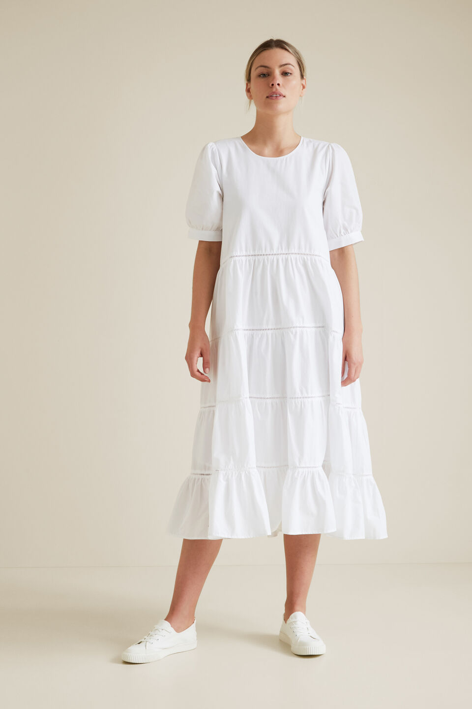 Ladder Trim Midi Dress  
