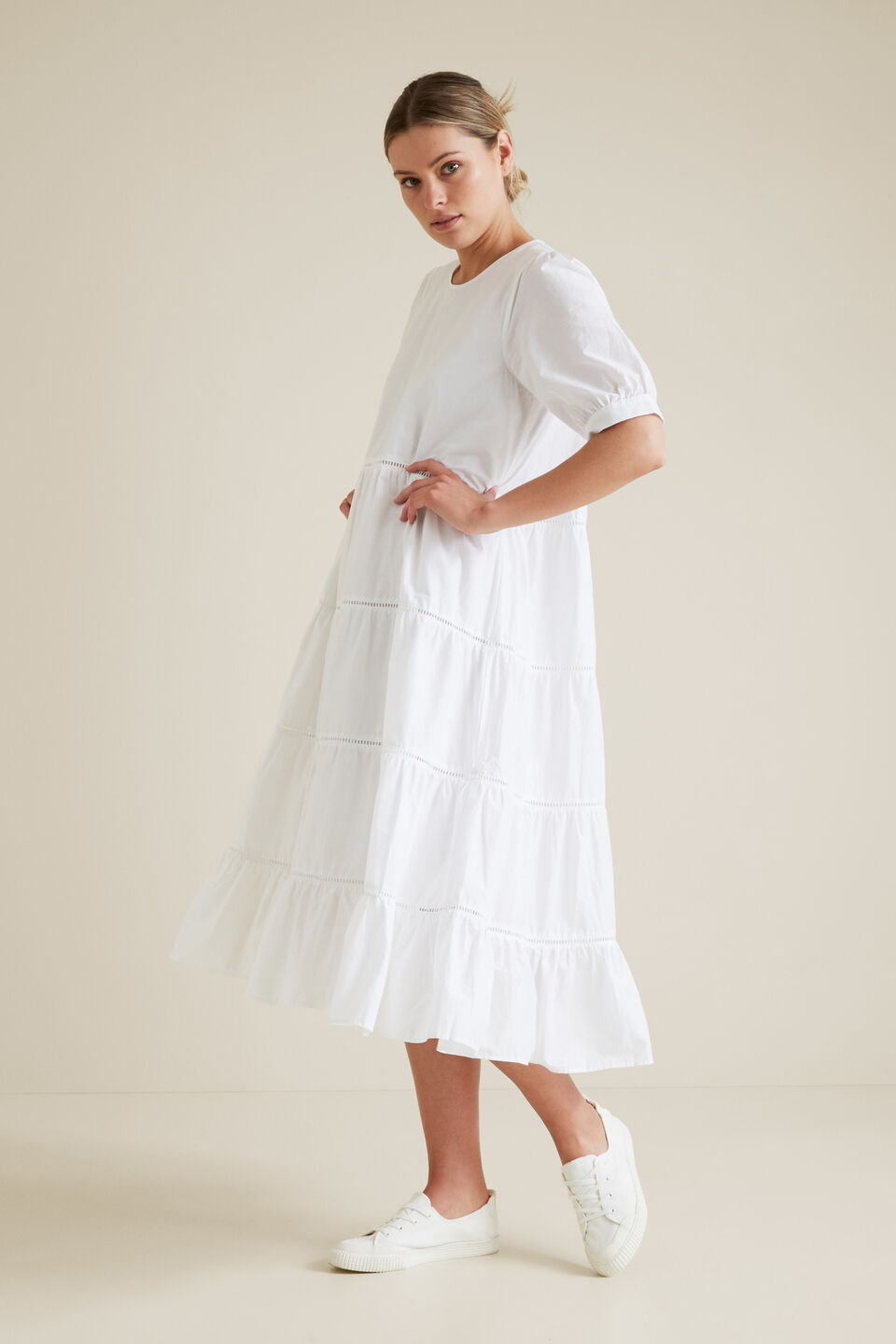 Ladder Trim Midi Dress  