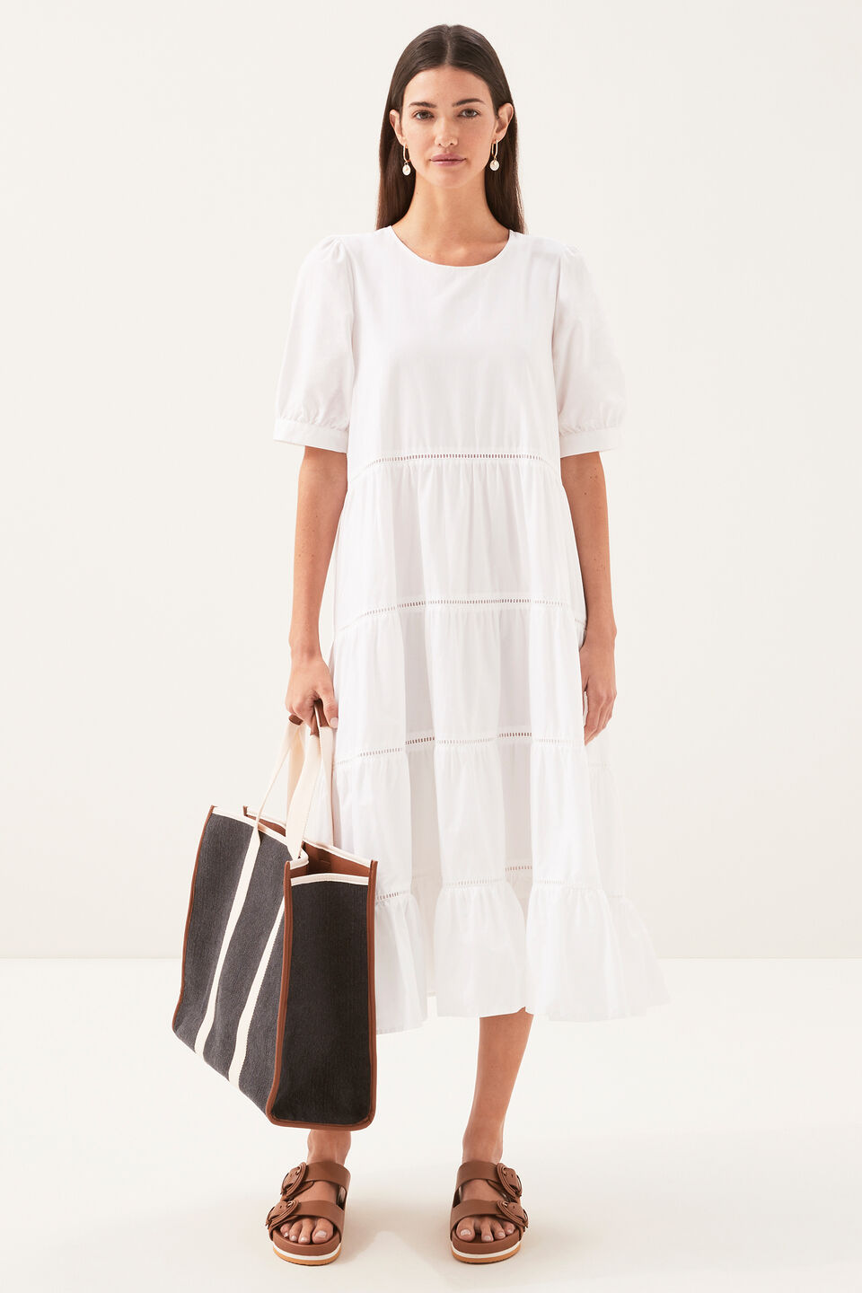 Ladder Trim Midi Dress  