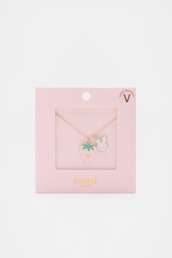 Bunny Initial Necklace  V  hi-res