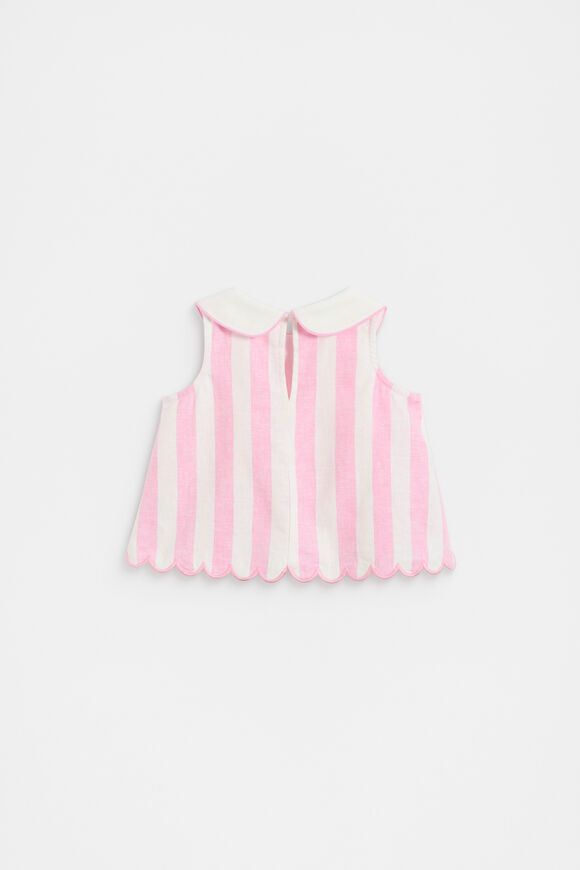 Stripe Scallop Top  Candy Pink  hi-res