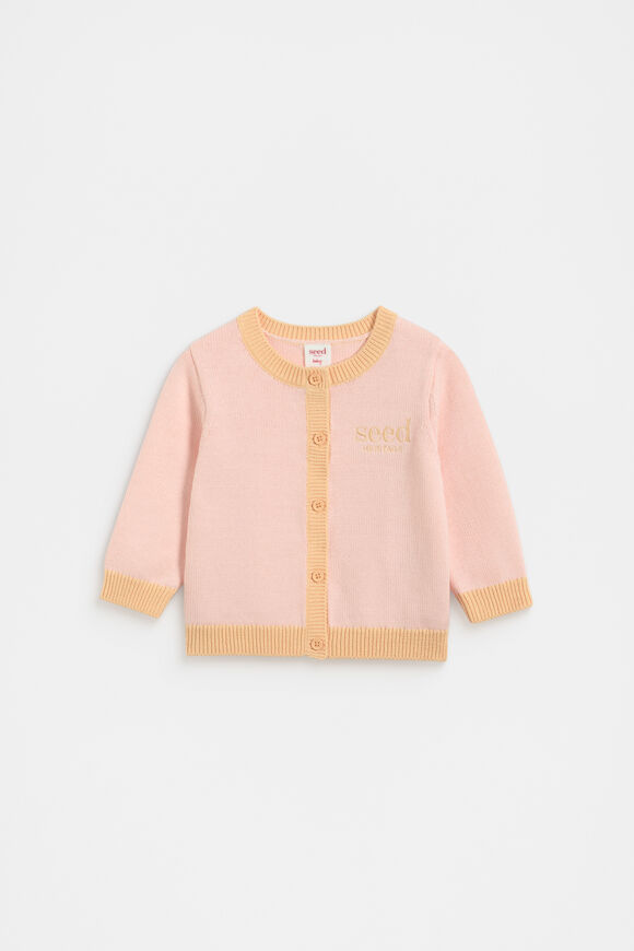 Colourblock Knit Cardigan  Pretty Pink  hi-res