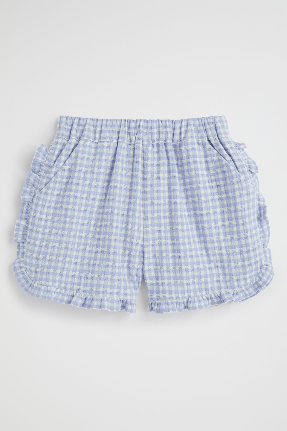 Frill Gingham Short  Blue Iris