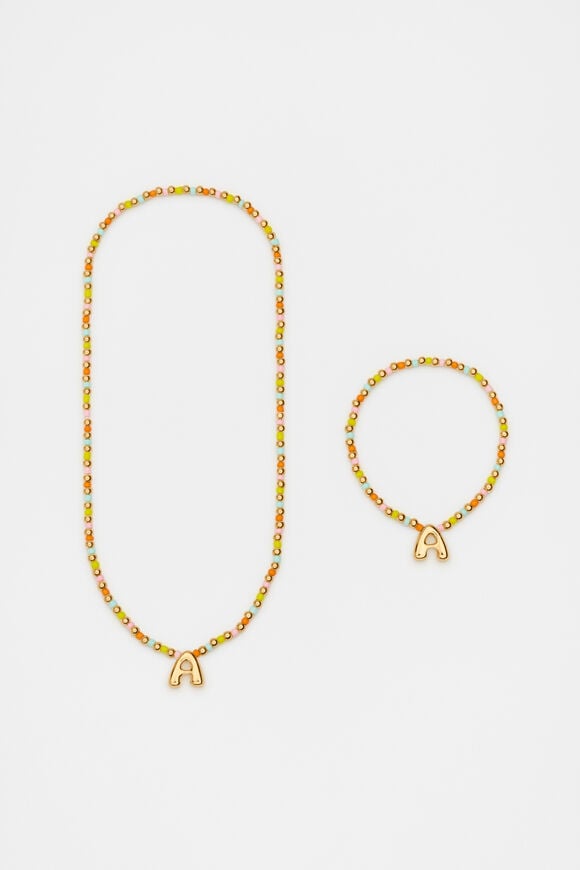 Initial Necklace And Bracelet Set  A  hi-res