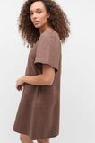 Linen V Neck Flutter Sleeve Mini Dress  Pinecone  hi-res