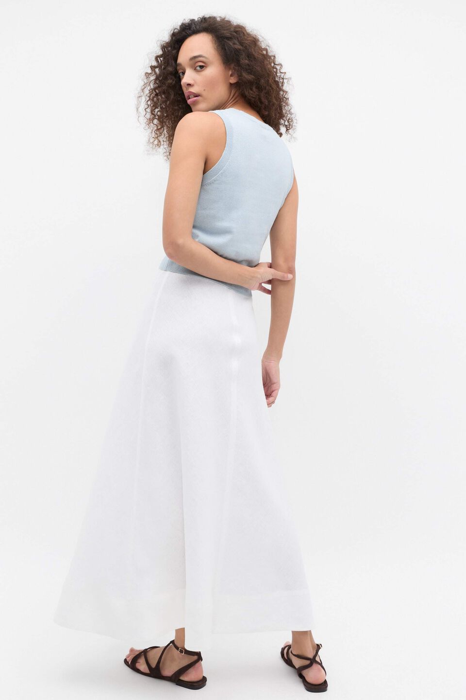 Core Linen Seam Front Skirt  Whisper White