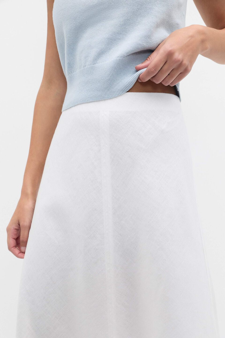 Core Linen Seam Front Skirt  Whisper White