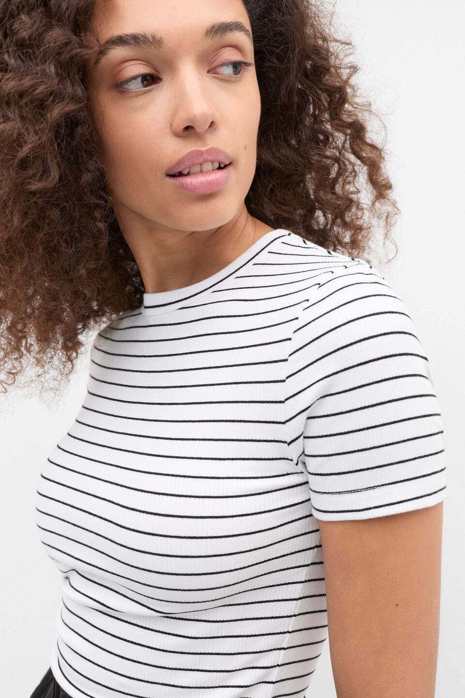 Core Australian Cotton Rib Tee  Mono Stripe