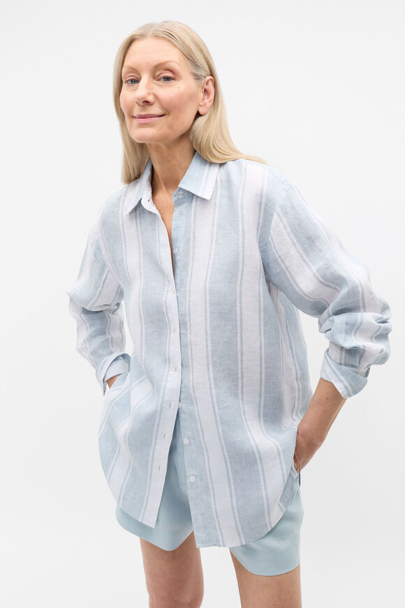 Linen Oversized Shirt  Bluebell Stripe  hi-res