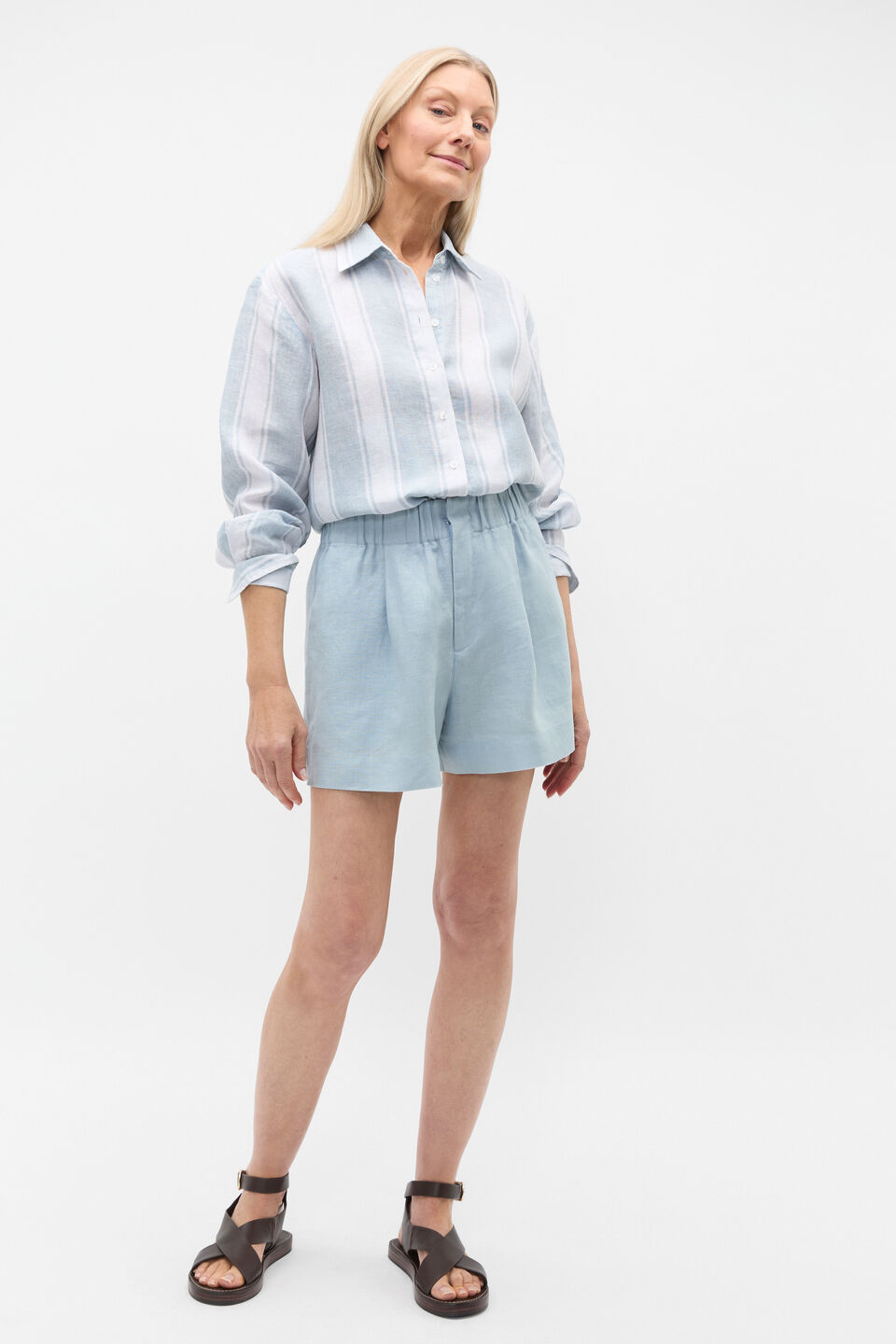 Linen Oversized Shirt  Bluebell Stripe