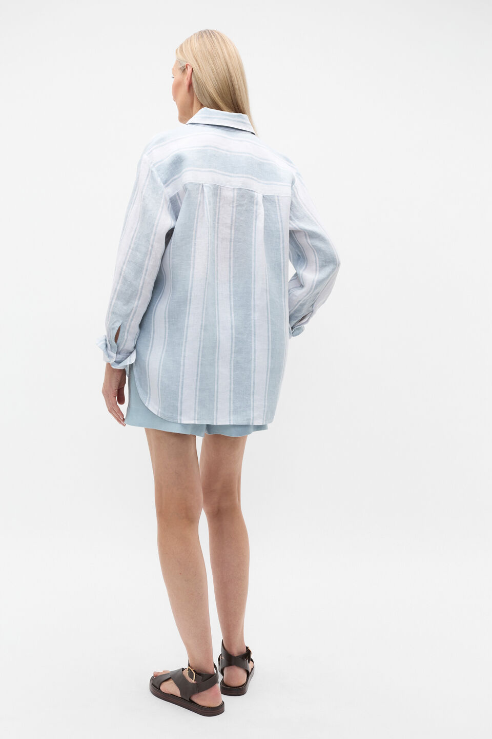 Linen Oversized Shirt  Bluebell Stripe