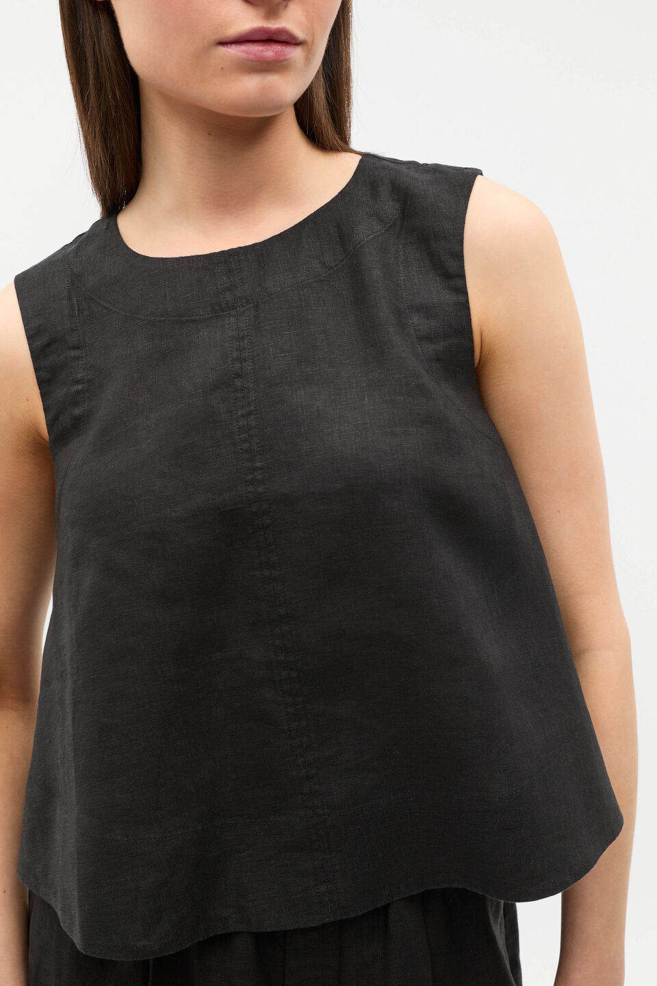 Core Linen Shell Top  Black