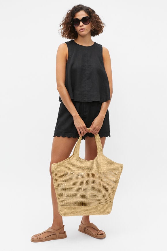 Scallop Hem Paperbag Short  Black  hi-res
