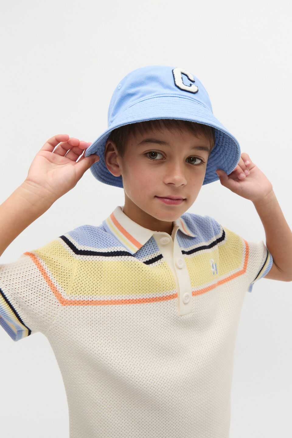 Blue Initial Bucket Hat  C