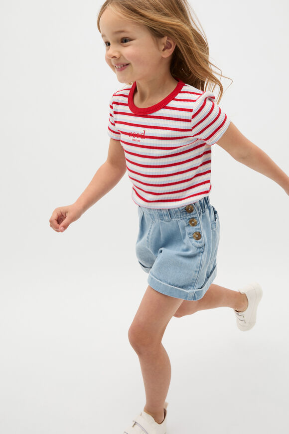 Stripe Logo Rib Tee  Chilli Stripe  hi-res