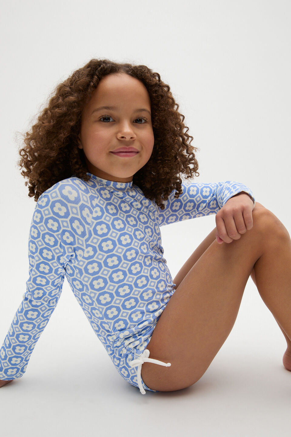 Flower Tile Rashsuit  Luna Blue