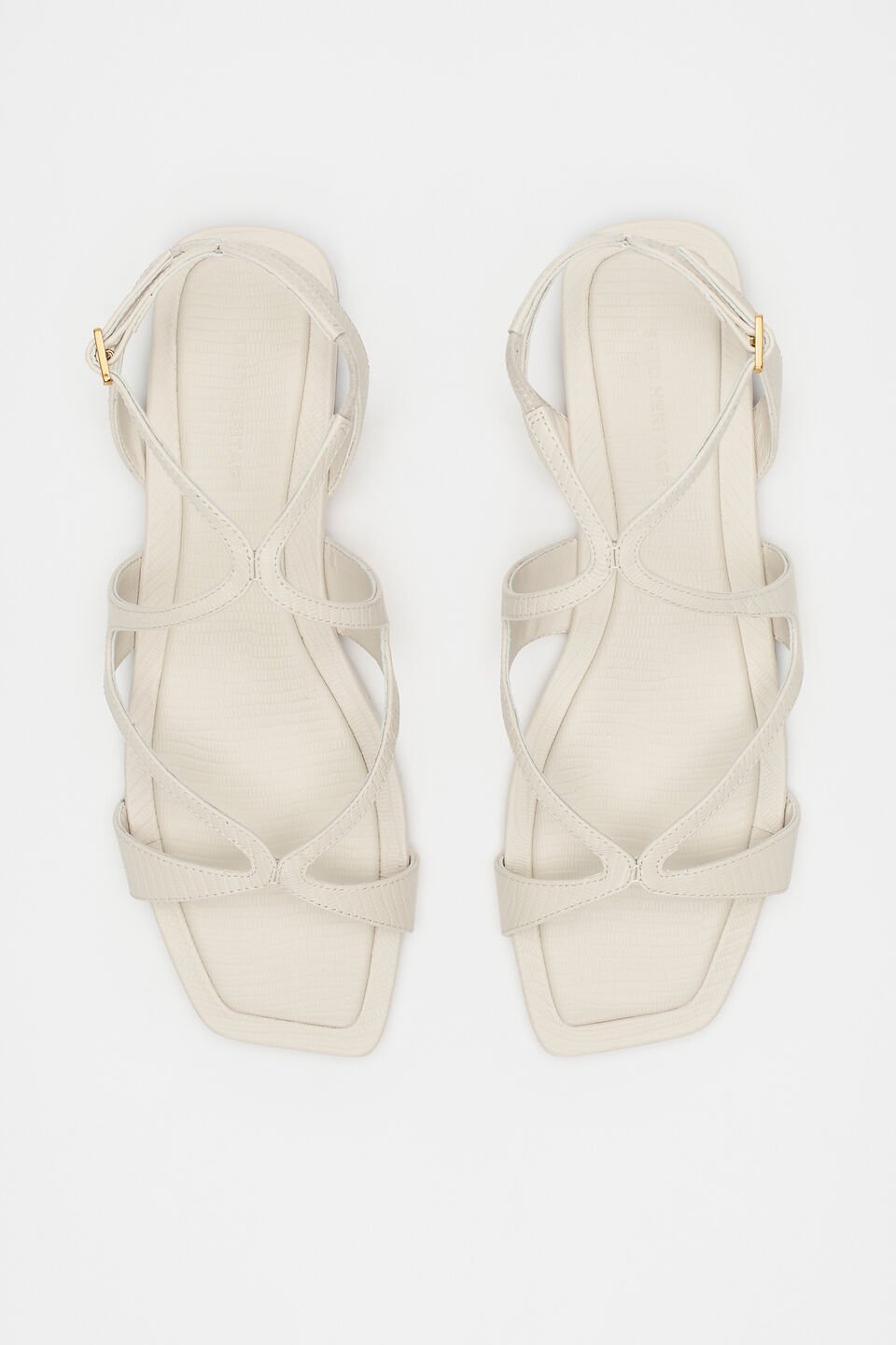 Deven Curved Strap Sandal  Tofu Embossed