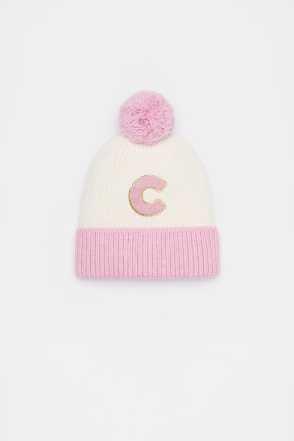 Colourblock Initial Beanie  C  hi-res
