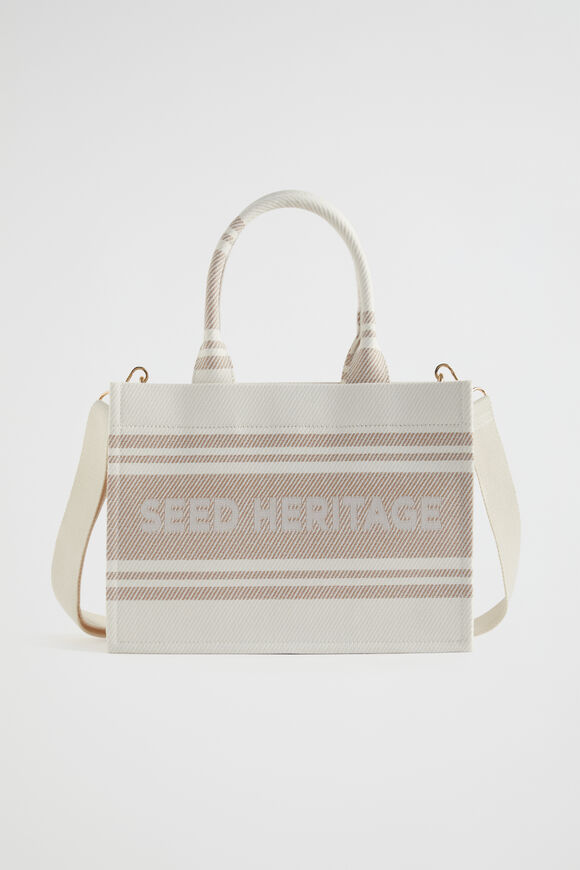 Woven Mini Structured Tote  Champagne Beige  hi-res