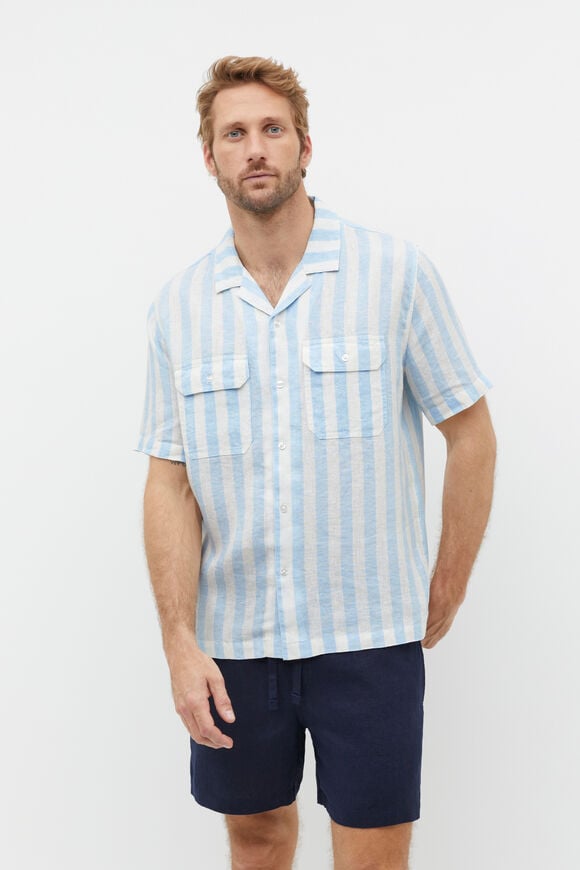 Linen Utility Shirt  Clear Blue Stripe  hi-res