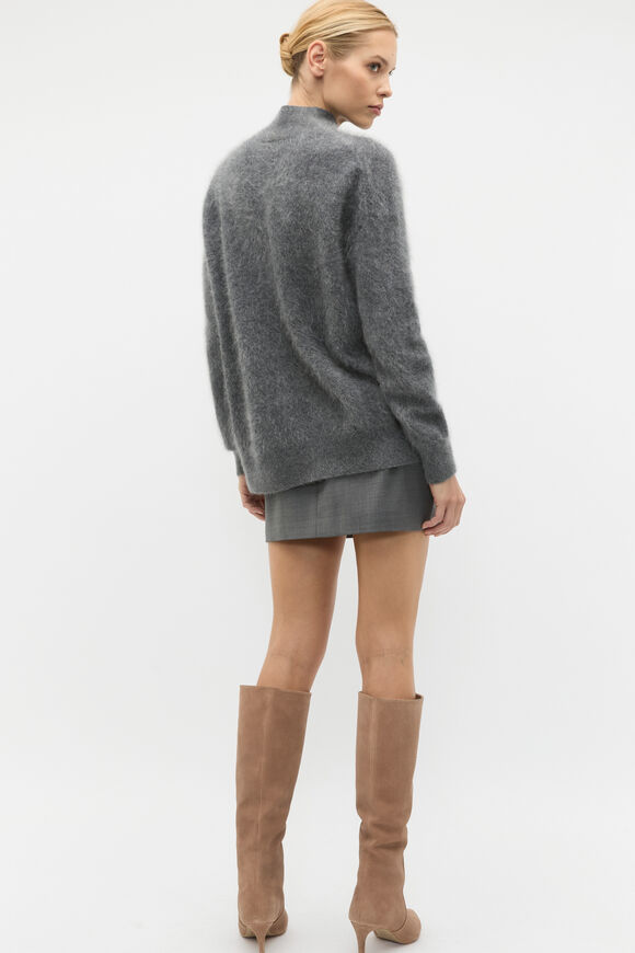 Brushed Cashmere Roll Neck Knit  Charcoal Grey Marle  hi-res