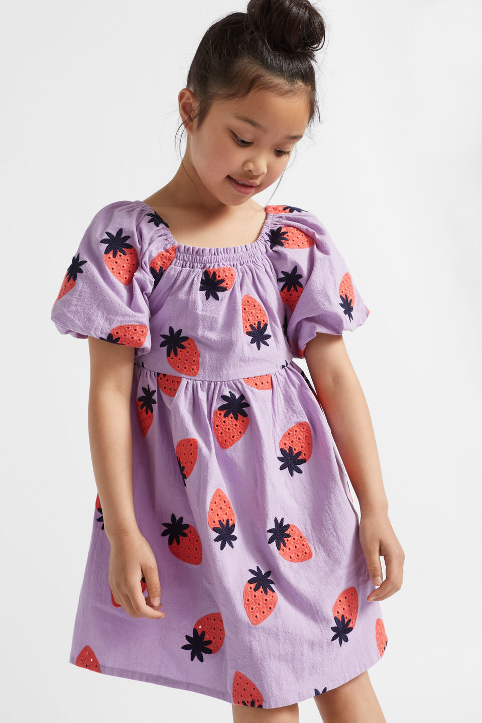 Strawberry Embroidered Dress  Lilac