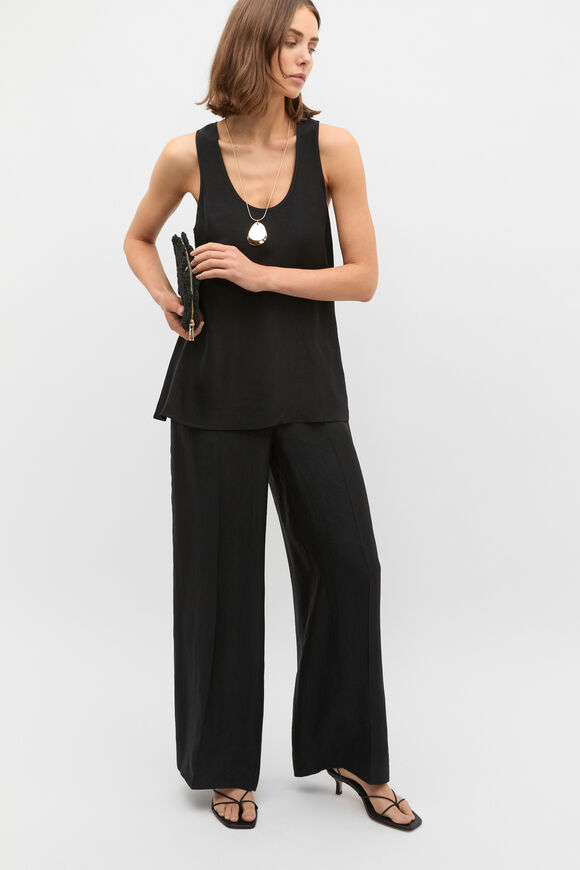 Crinkled Satin Palazzo Pant  Black  hi-res
