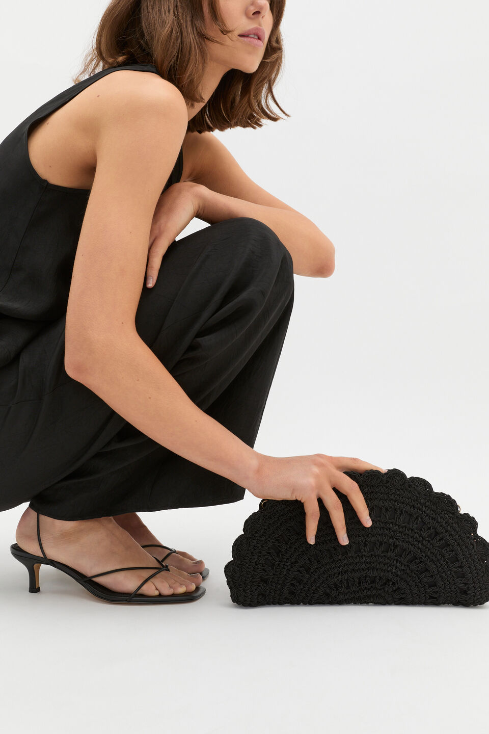 Crochet Lace Clutch  Black
