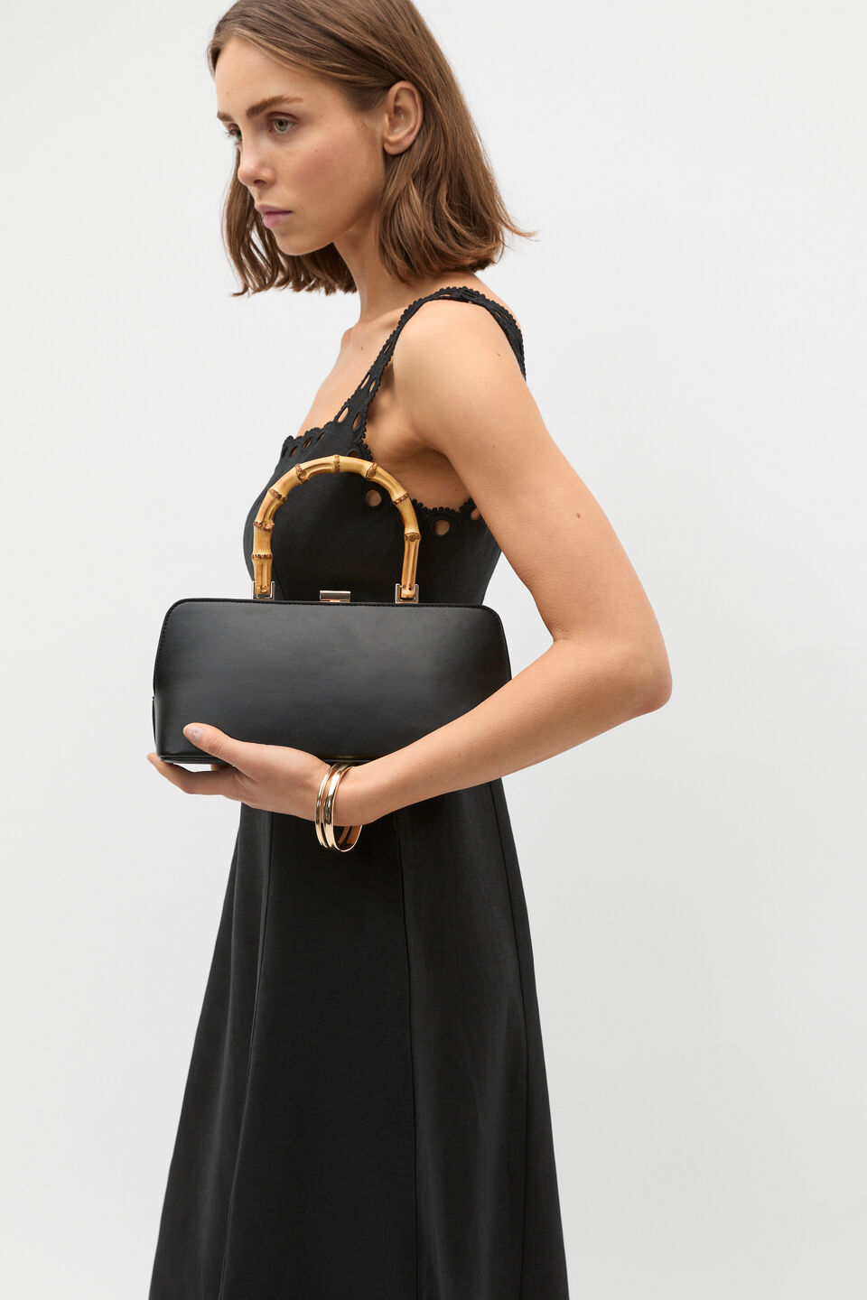 Handle Detail Structured Bag  Black