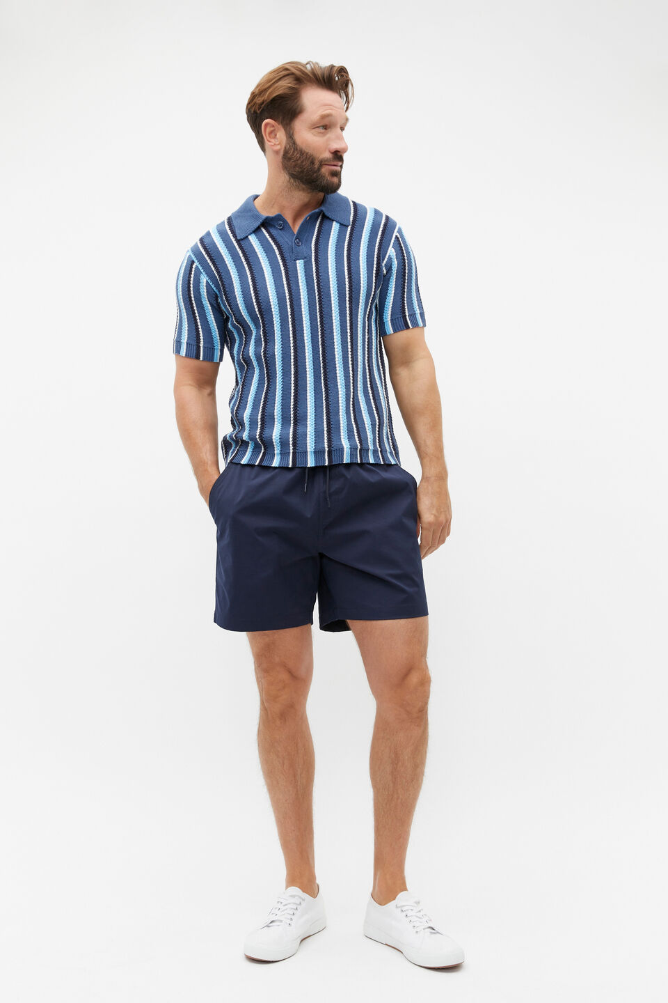 Relaxed Knit Polo  Dusk Blue Multi