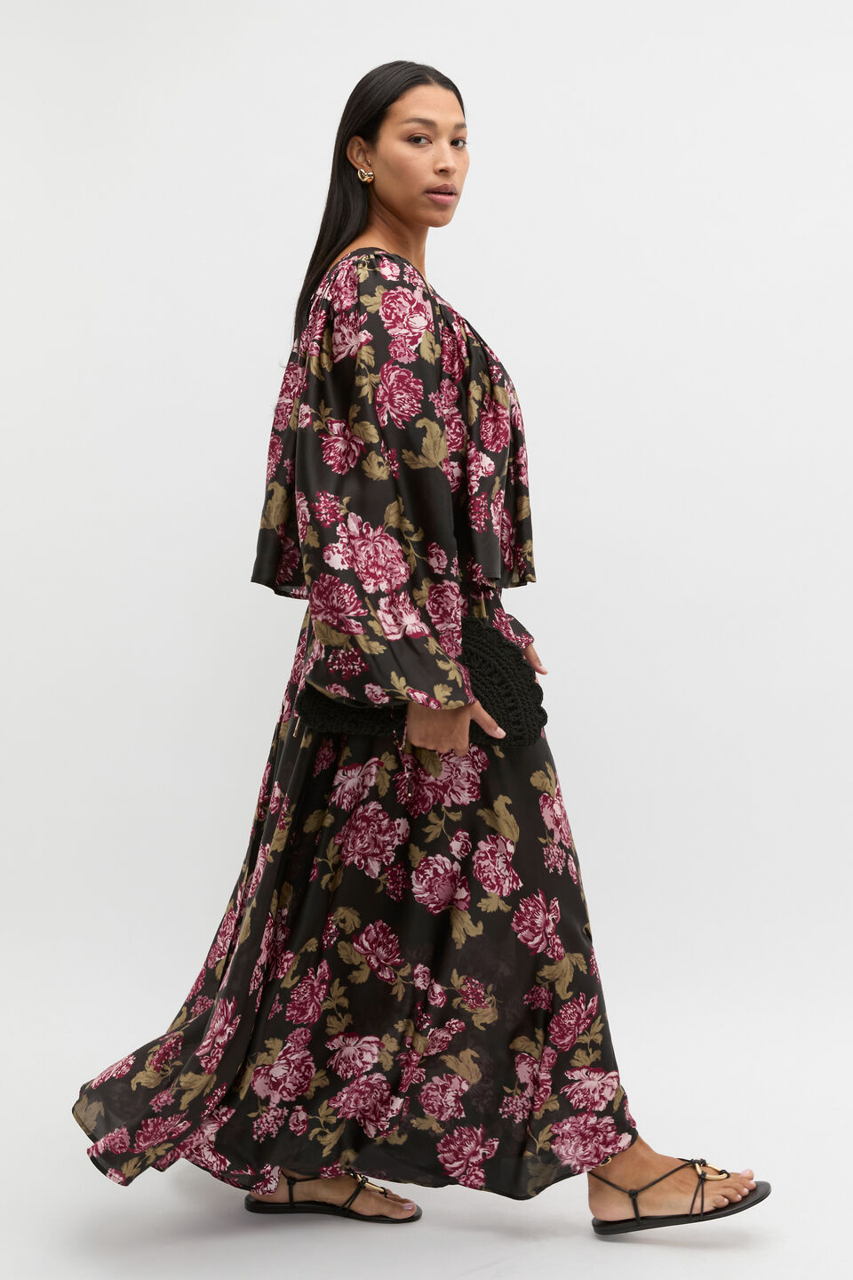 Silk Floral Skirt  Floral Multi