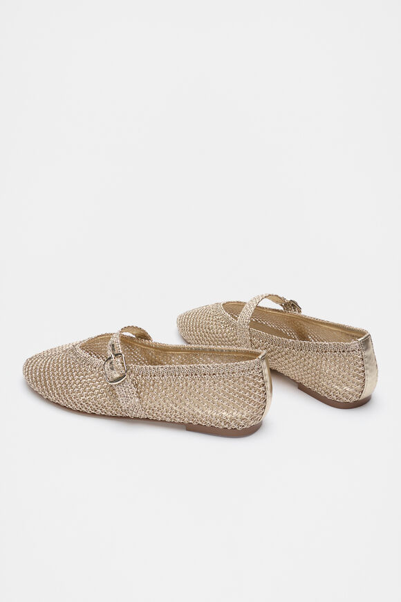 Mara Crochet Ballet Flat  Pale Gold  hi-res