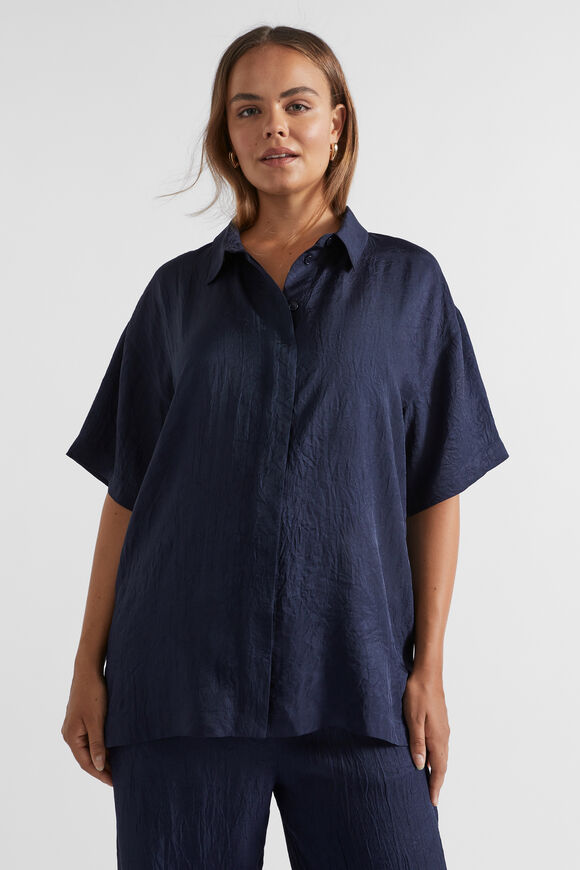 Satin Short Sleeve Shirt  Midnight Sky  hi-res