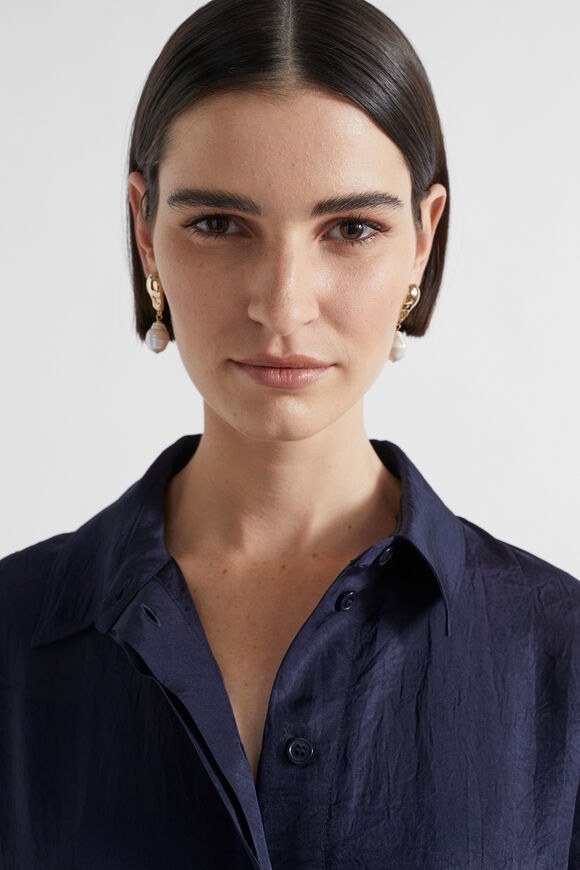 Satin Short Sleeve Shirt  Midnight Sky  hi-res