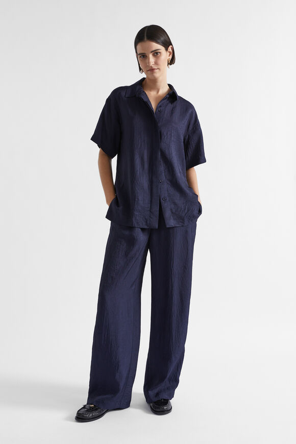 Satin Short Sleeve Shirt  Midnight Sky  hi-res