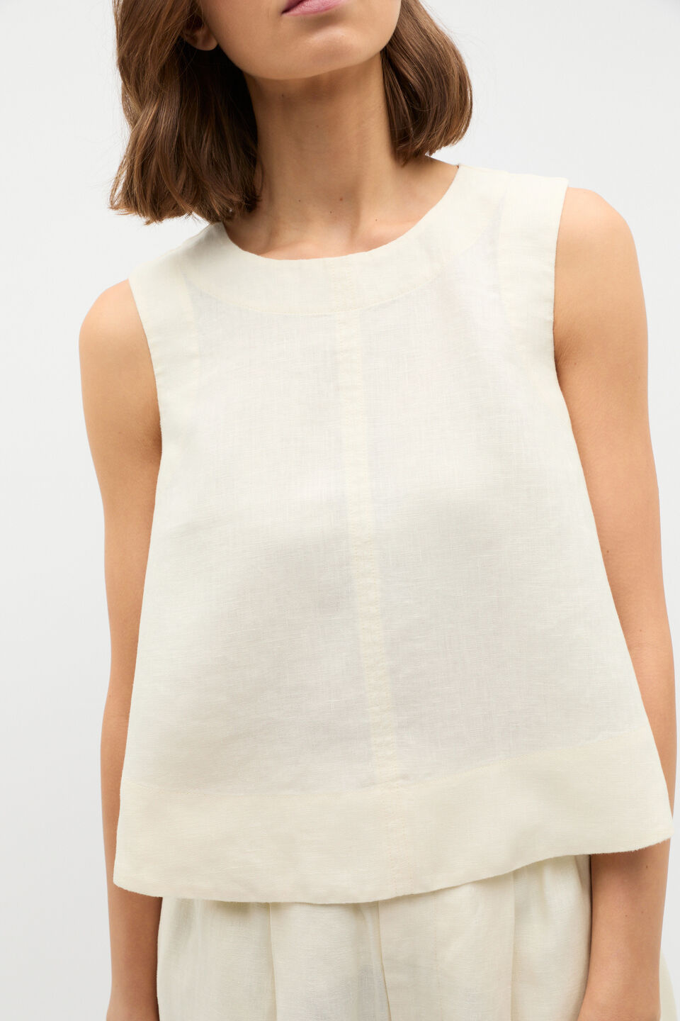 Core Linen Shell Top  Buttercream