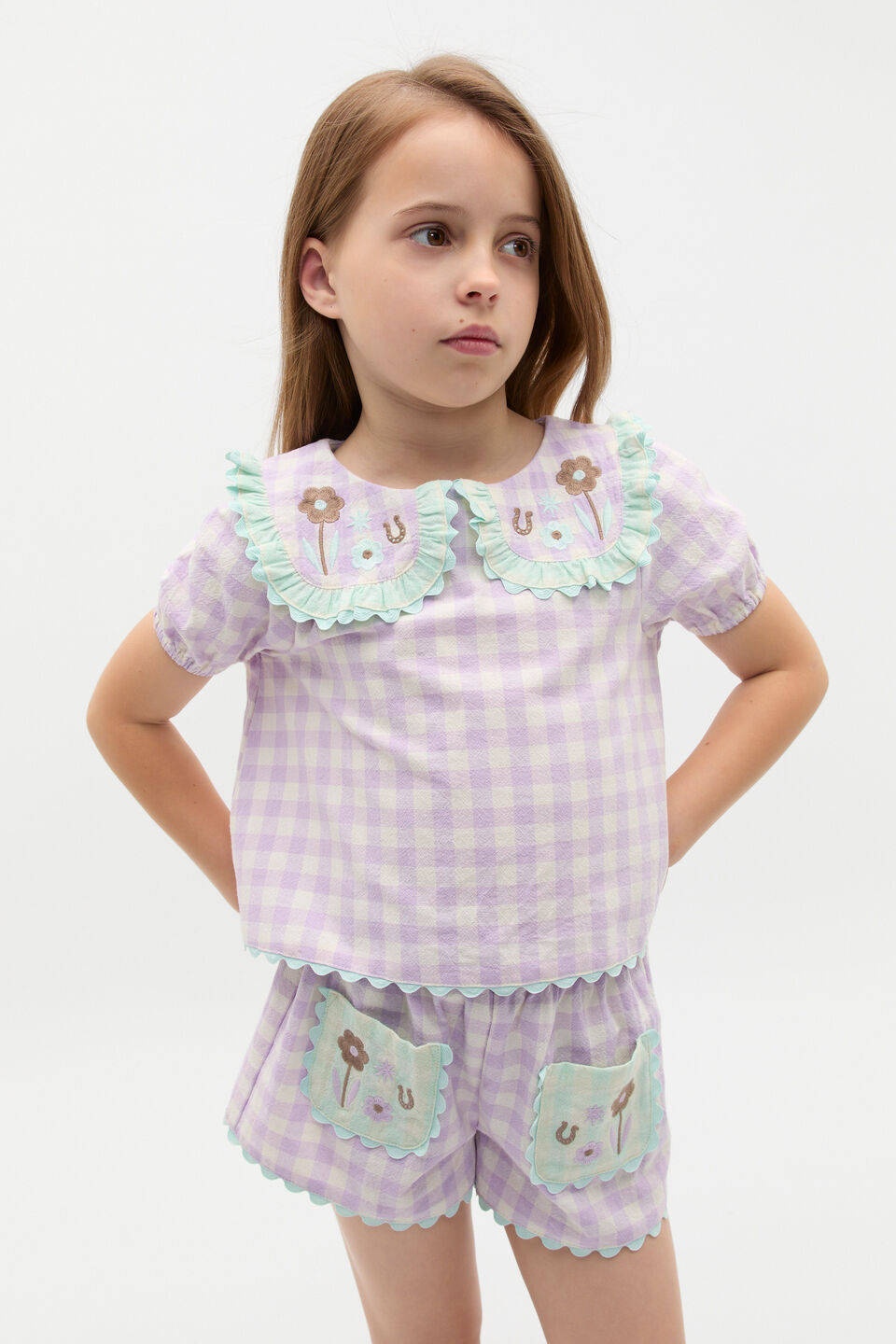 Spliced Gingham Top  Multi