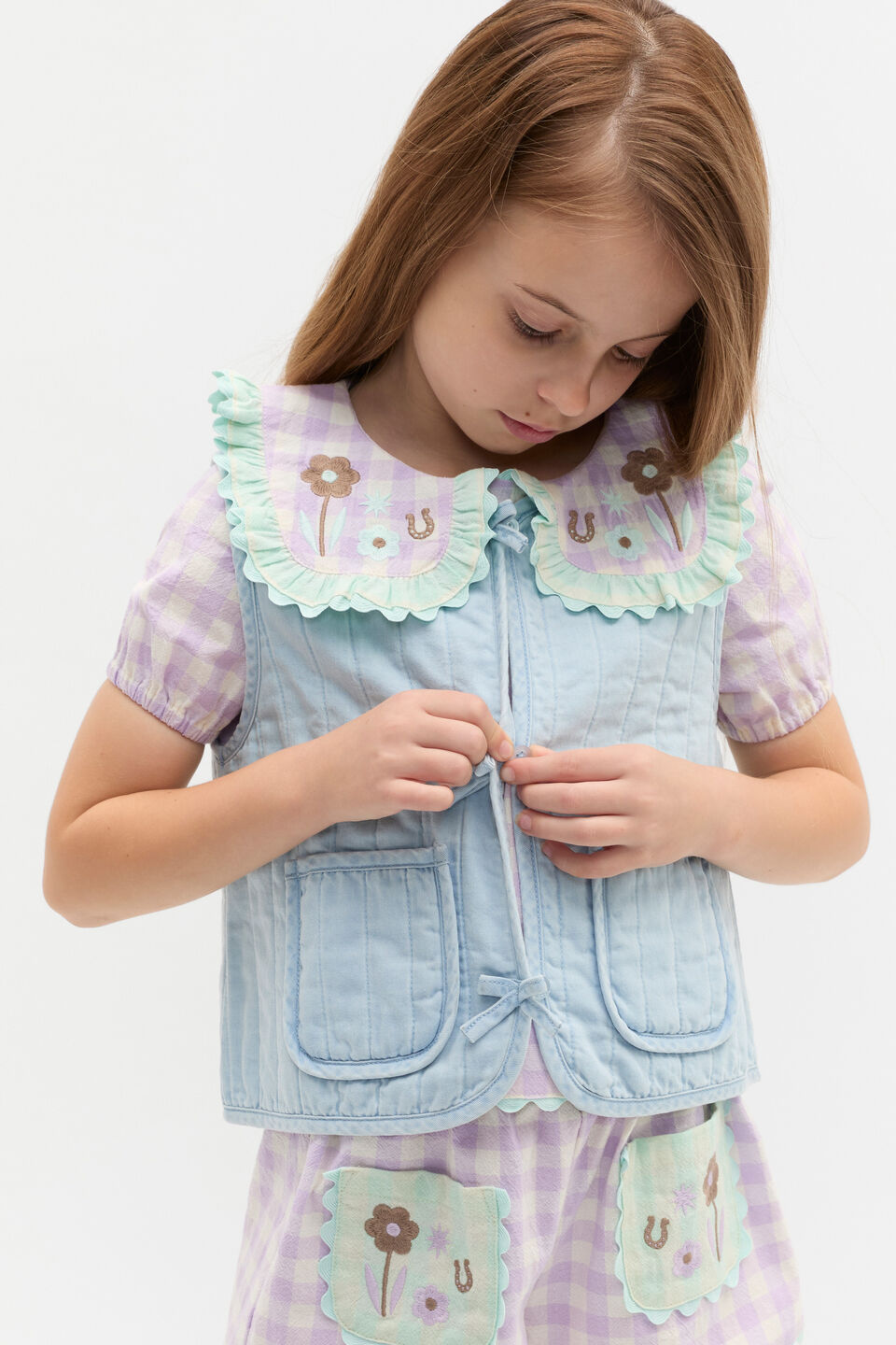Quilted Vest  Powder Blue Wash