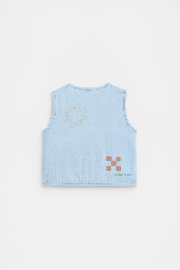 Patched Denim Vest  Light Wash  hi-res