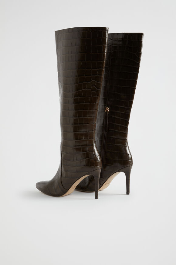 Shae Croc High Leg Boot  Chocolate Croc  hi-res