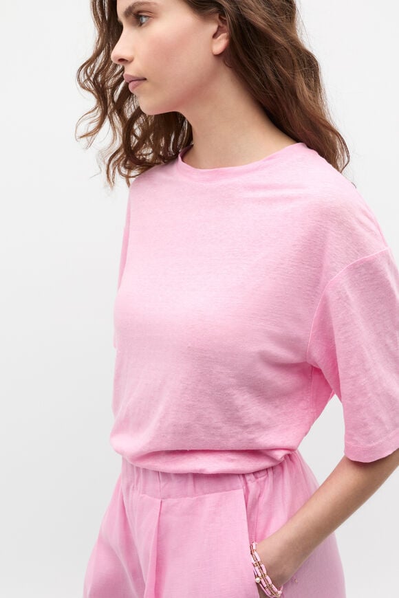 Linen Relaxed Tee  Fairy Floss  hi-res