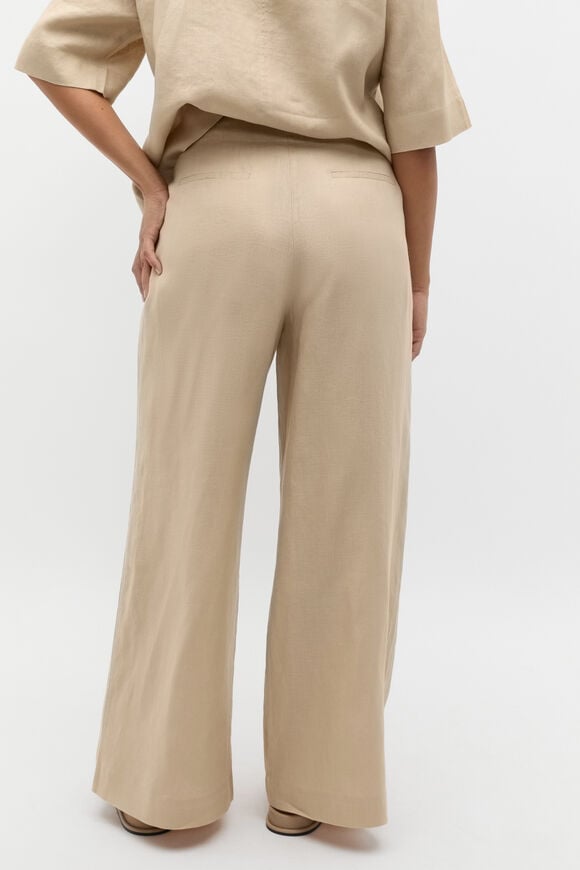 Core Linen Waisted Pant  Iced Latte Core Linen Waisted Pant  Iced Latte  hi-res