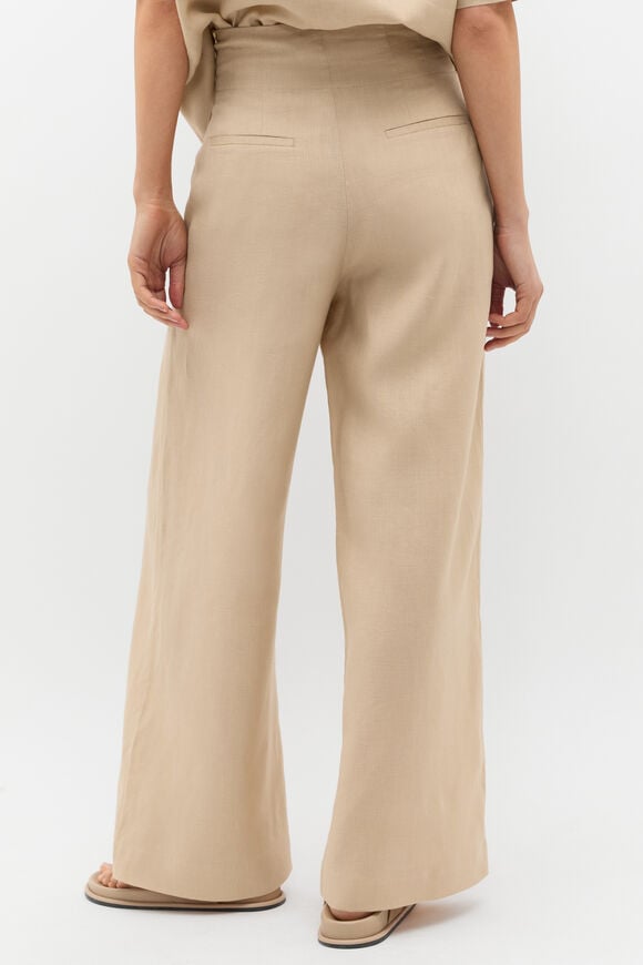 Core Linen Waisted Pant  Iced Latte Core Linen Waisted Pant  Iced Latte  hi-res