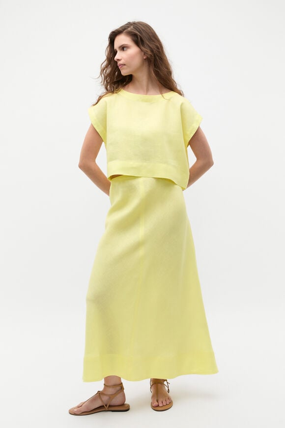 Core Linen Seam Front Skirt  Lemongrass Core Linen Seam Front Skirt  Lemongrass  hi-res